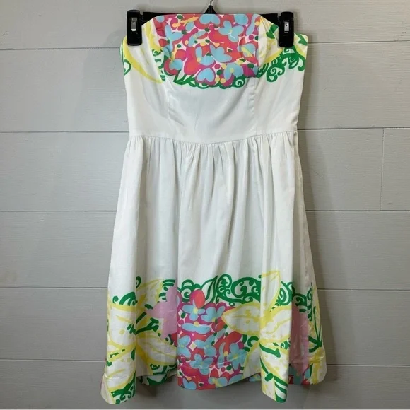 Lily Pulitzer | Strapless Lottie Resort Mariposa Placed Floral Dress Size 0 - Picture 2 of 16